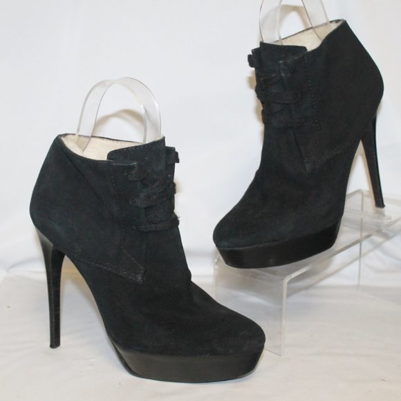 Burberry Made in Italy Faux Fur Lined Suede Stiletto Heel Booties Boot - Picture 2 of 9